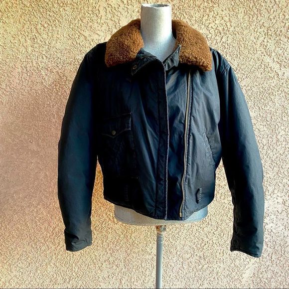 Ralph Lauren Jackets & Blazers - Ralph Lauren down jacket cropped moto canvas mouton collar size large EUC